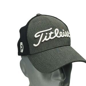 Titleist PRO V1 FJ Deep Back Golf Hat Cap Stretch Mesh Size M/L Gray Black